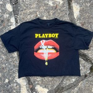 Thrifted Playboy Crop T-shirt size L
